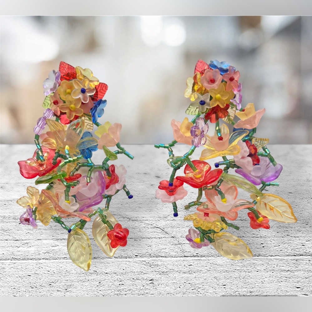 NEW Bead Decor Flower Drop Earrings